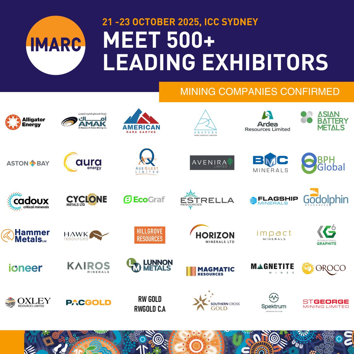 Meet the miners at IMARC 2025. From rare earths explorers to gold and battery metals developers , these companies are confirmed exhibitors, ready to showcase their latest projects.

Register today - hubs.ly/Q03zJLRL0

#IMARC #Mining #MinesandMoney