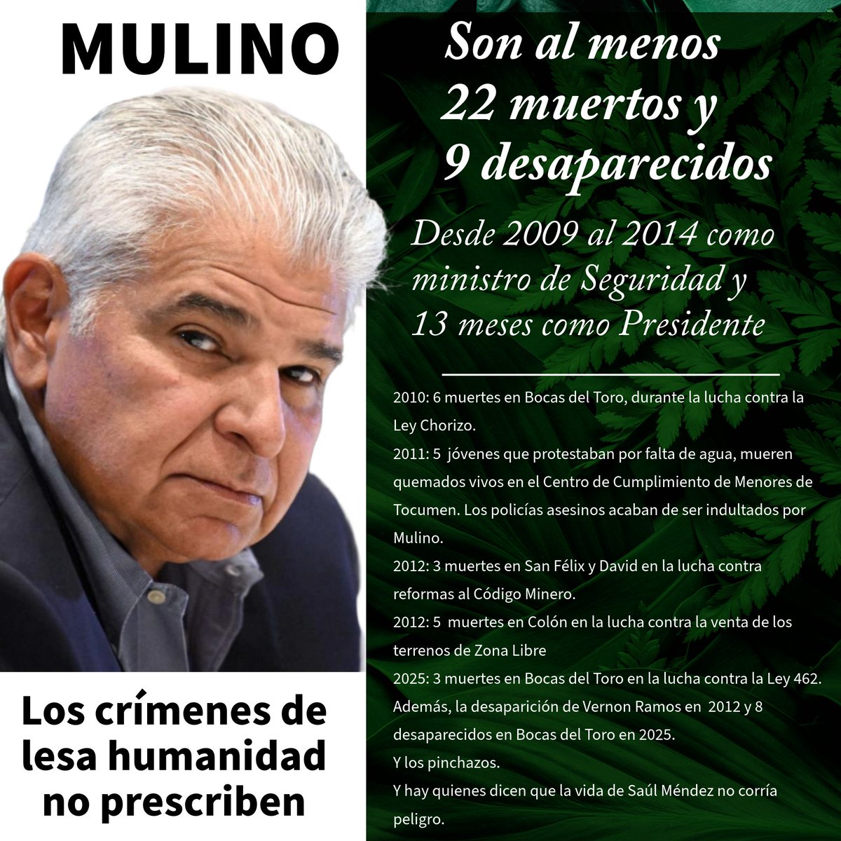 ¡UREGENTE!
Los crímenes de lesa humanidad no prescriben.
Y denunciamos que los muertos de Bocas de este año pueden ser mucho más.
Pendientes de infiormación.
Se requiere Comisión de Asamblea y de organismos nacionales e internacionales de derechos humanos en Bocas a la brevedad.