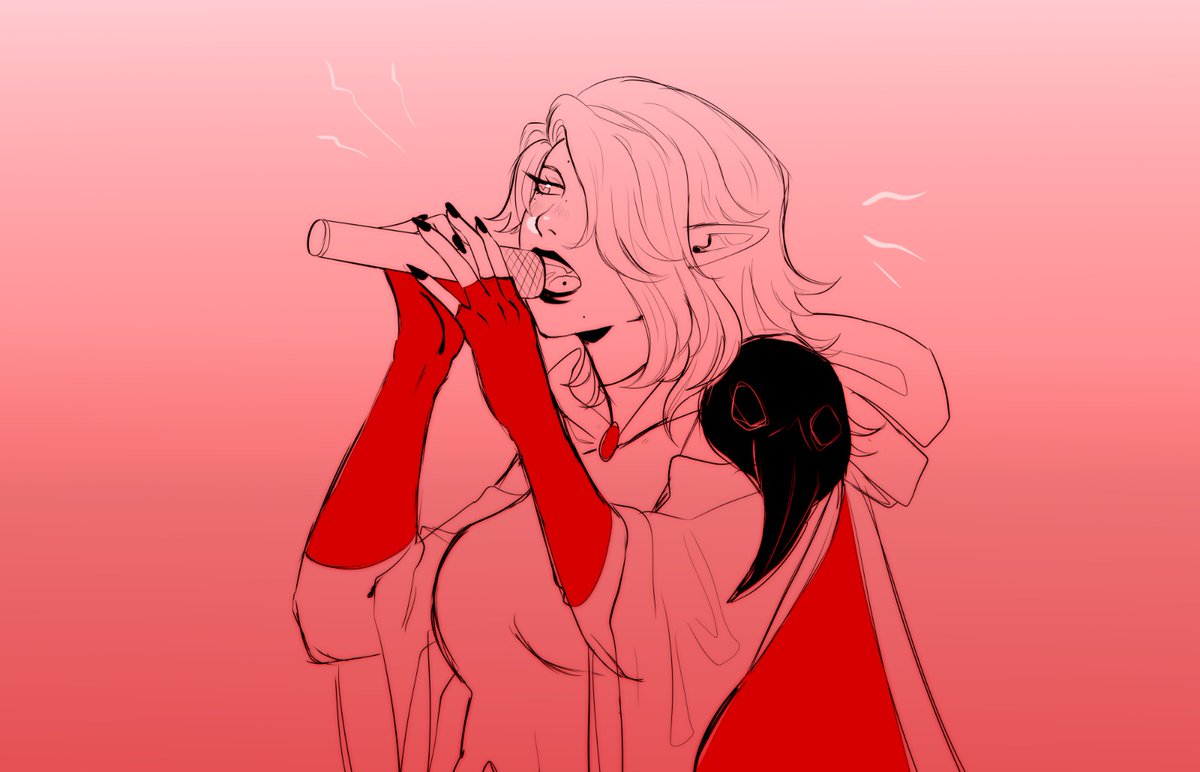 obvio, labios rojos como sangre y un micrófono.

There's a ghost in my body and he is a lyricist
It is Edgar Allan Poe, and I think he can't resist
Yeah, his brain is in my hand and it's movin' really fast, hmm