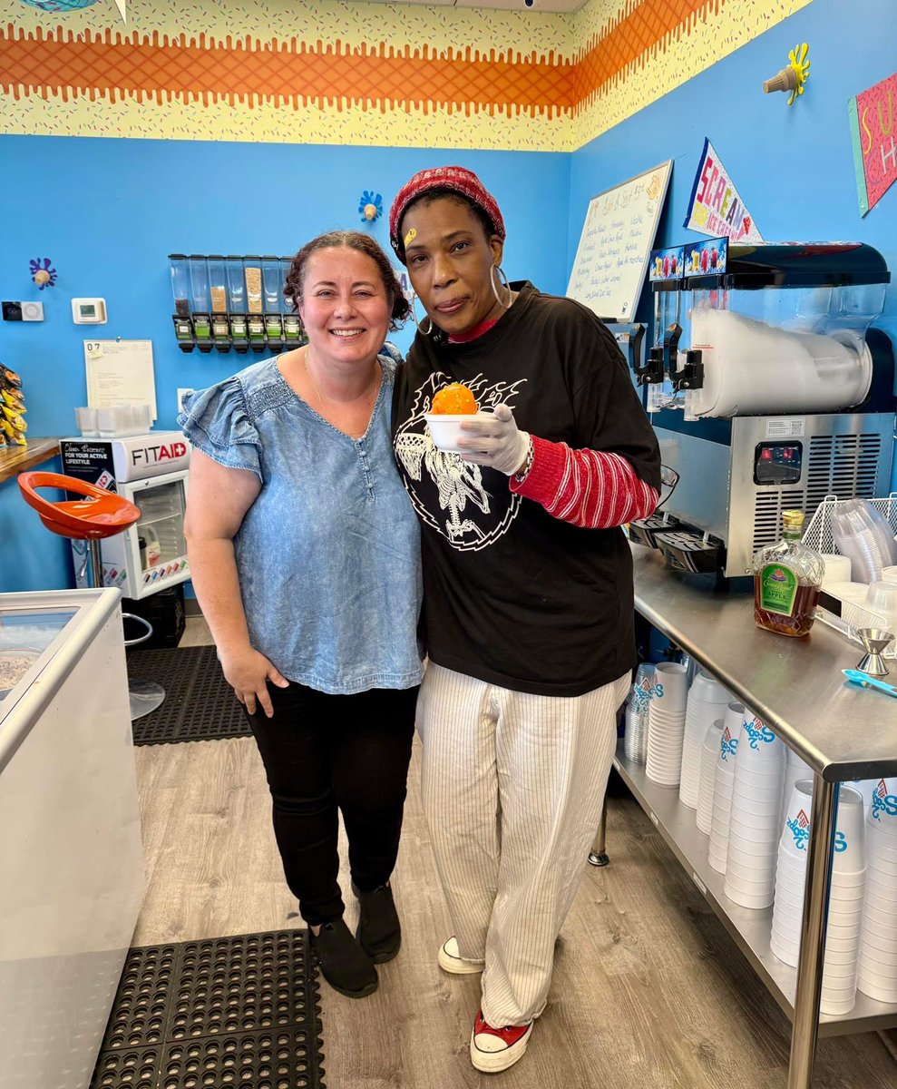 Our own <a href="/NikolinaQ92/">NikolinaDjDiva</a> just helped <a href="/MacyGraysLife/">Macy Gray</a> create her own Ice Cream “MACY THE GREAT” at 2 Scoopz in Canton! Available for First Friday TOMORROW! 🍨#pfhof25 #macygray #Q92