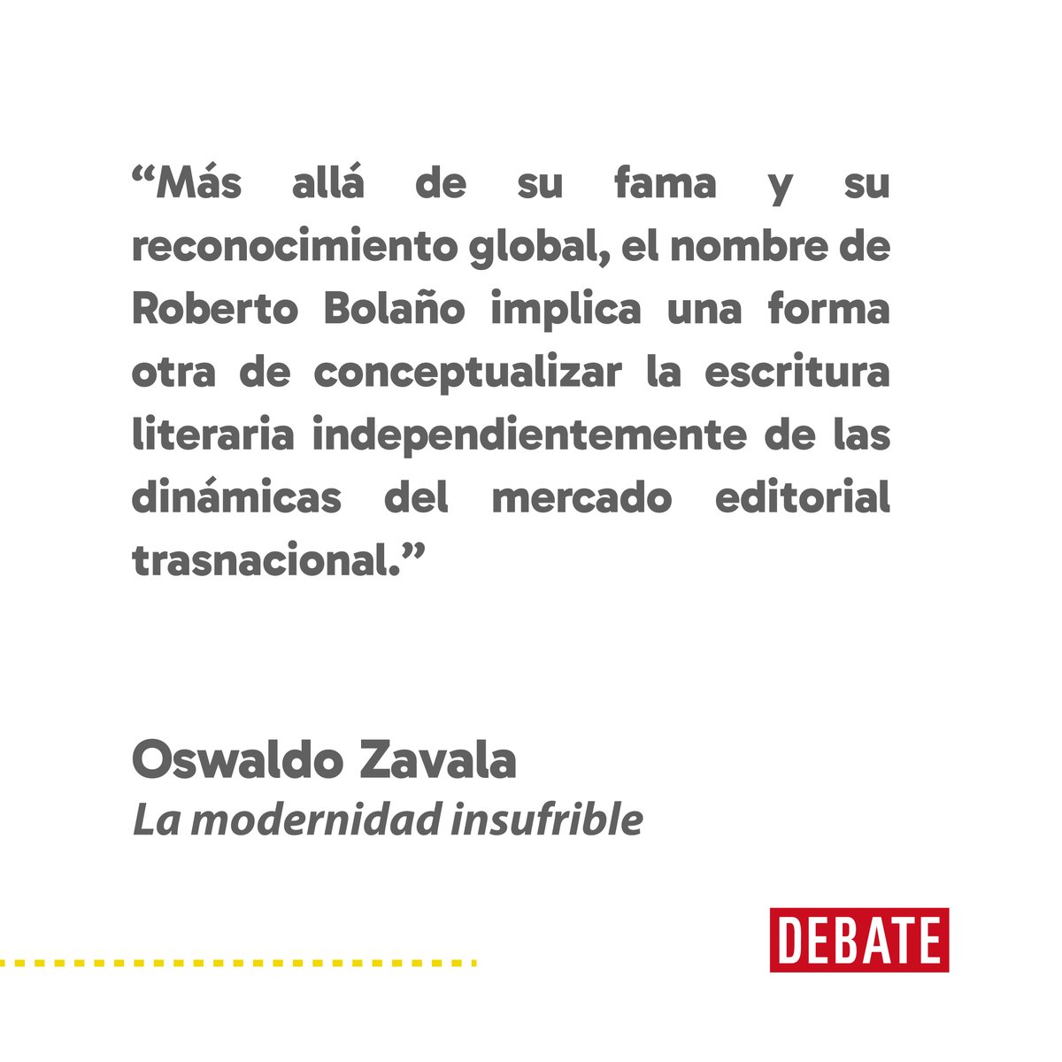 Langosta Literaria (@langosta_lit) on Twitter photo ¿Deseas descubrir cómo Roberto Bolaño nos lleva a cuestionar los conceptos de modernidad en la literatura? ✍️ Oswaldo Zavala (<a href="/oswaldo__zavala/">Oswaldo Zavala</a>) te acompaña en este viaje con su libro LA MODERNIDAD INSUFRIBLE.
Adquiérelo aquí 👉: bit.ly/45rZDpP ¿Deseas descubrir cómo Roberto Bolaño nos lleva a cuestionar los conceptos de modernidad en la literatura? ✍️ Oswaldo Zavala (<a href="/oswaldo__zavala/">Oswaldo Zavala</a>) te acompaña en este viaje con su libro LA MODERNIDAD INSUFRIBLE.
Adquiérelo aquí 👉: bit.ly/45rZDpP