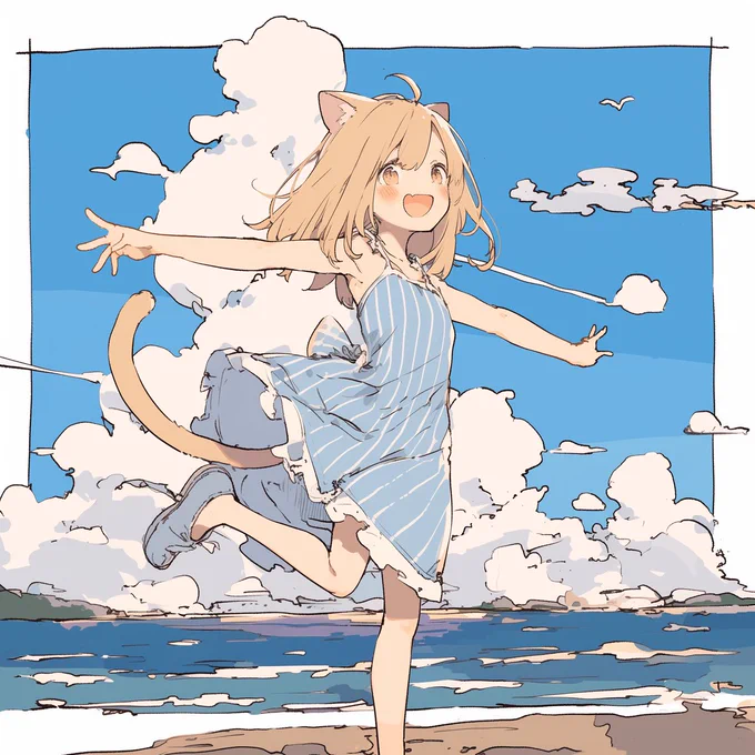 おはようございます ねこむすめ in summer