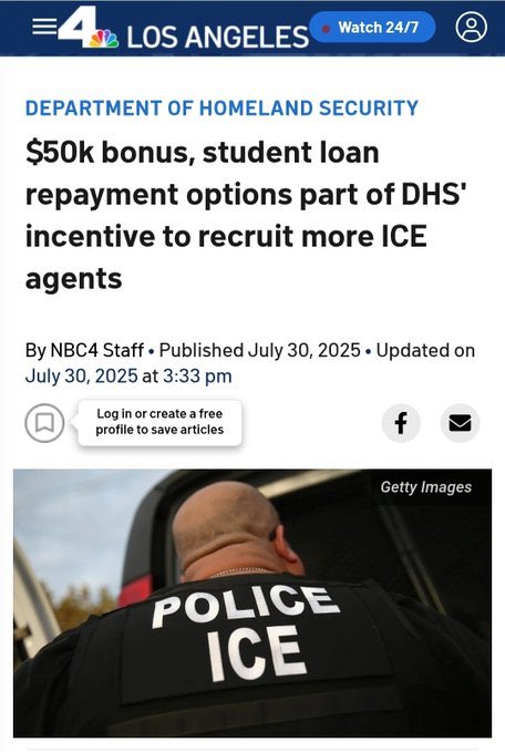 #Resist #CombatTrumpism #WinTheVote26 #VoteBlue #wtpBLUE WE THE PEOPLE wtp2814
 
Remember when MAGA Republicans screeched at the thought of people receiving student loan forgiveness, calling it socialism? Are they okay with DHS repaying student loans for people who sign up to be