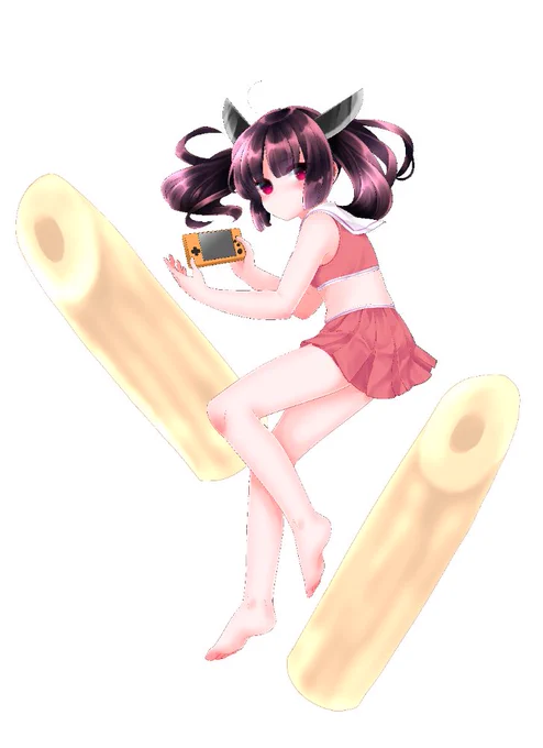 節水を呼びかける日なので水着になったけどプールに行かずにゲームしているきりたん(・ω・)きり!(・ω・)たんー! #水の日