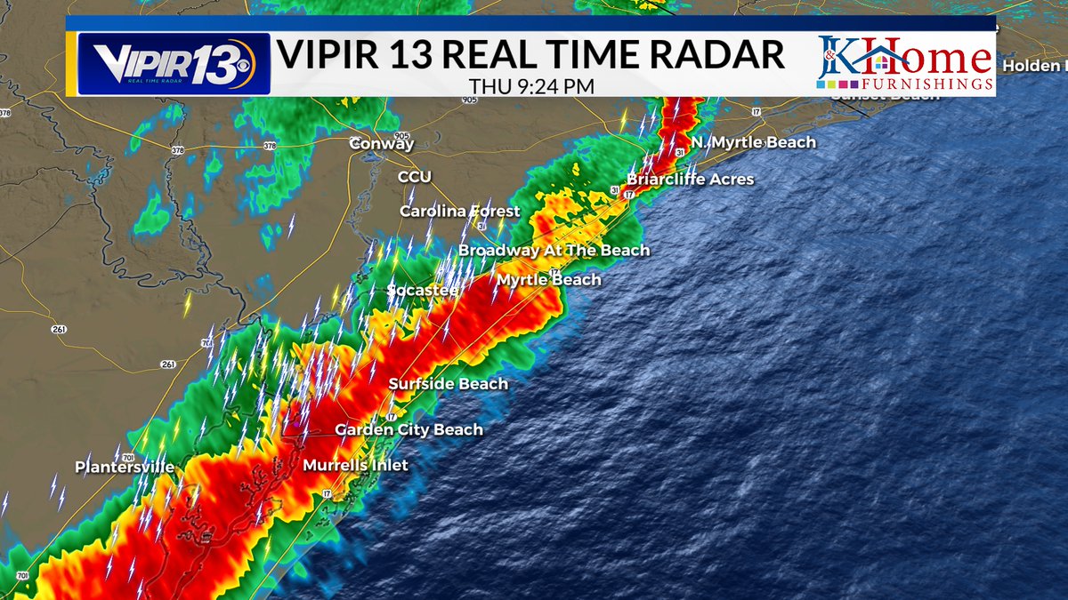 Wow! The storms that are moving through the Grand Strand just produced a wind gust to 74mph at the Myrtle Beach airport!