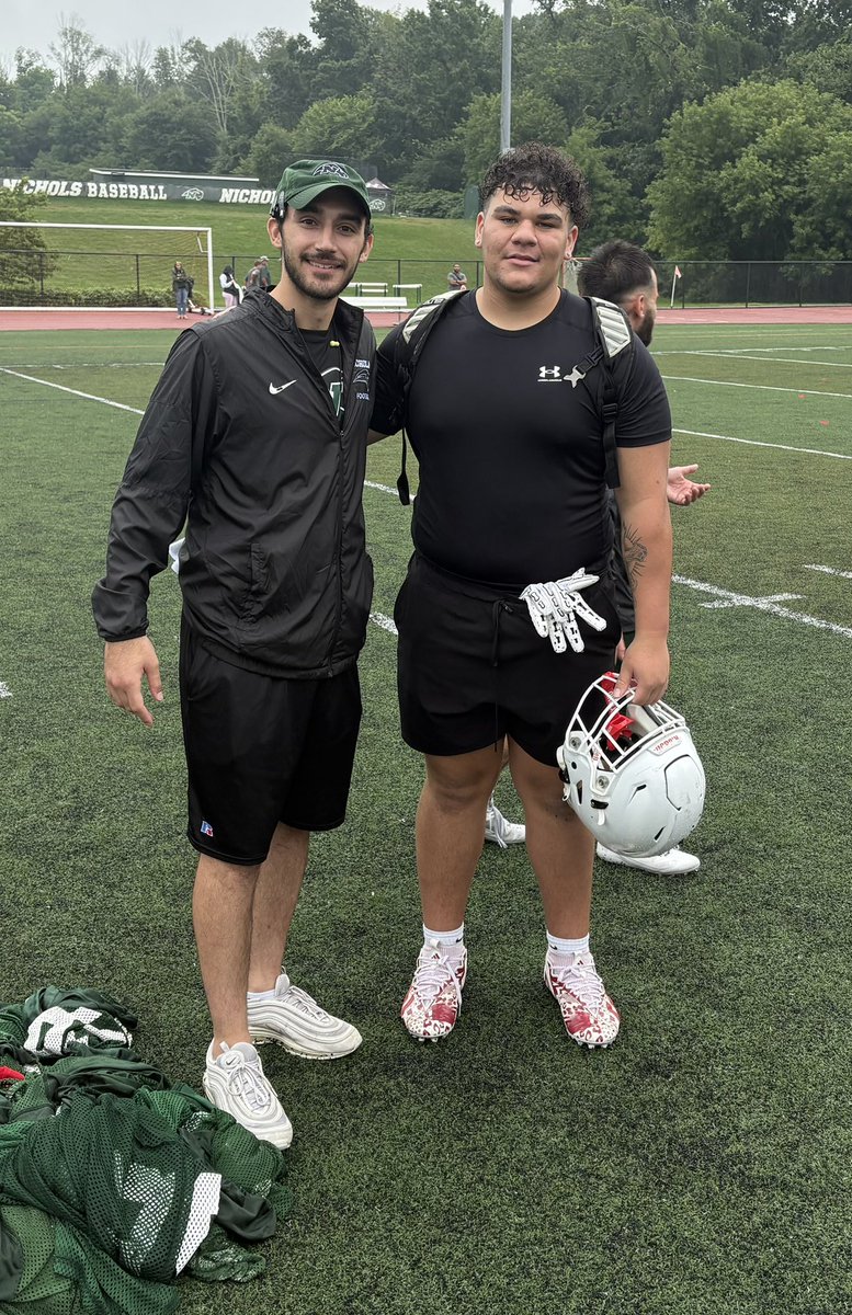 After a great talk with <a href="/CoachCBison/">Jonathan Conte</a> and <a href="/CoachVBisonHC/">Vinny Marino</a> I am truly blessed and grateful to receive my first offer at Nichols College!!! Had an amazing day at the camp today working with <a href="/CoachNeeOL/">Coach Nee</a>  
#GoBison
<a href="/coachmorello77/">Anthony Morello</a> 
<a href="/GreenwichFB/">Greenwich Football</a>