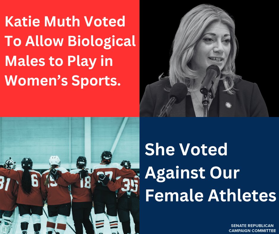 PA Senate Republican Campaign Committee (@pa_srcc) on Twitter photo Radical <a href="/SenatorMuth/">Senator Katie Muth</a> voted against fairness and safety in athletics when she opposed banning men from competing in women’s sports. Radical <a href="/SenatorMuth/">Senator Katie Muth</a> voted against fairness and safety in athletics when she opposed banning men from competing in women’s sports.