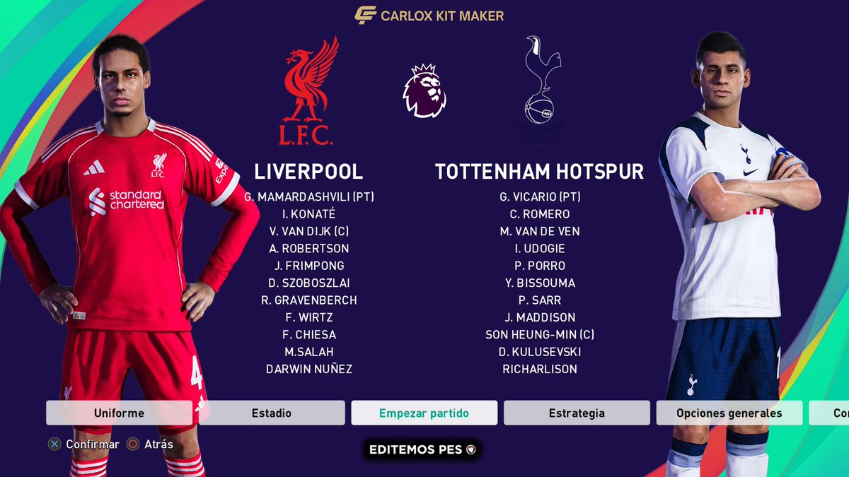 Carloxkitmaker's tweet image. Más avances del Option File Premier League 25-26 para PES 2021 👕⚽
Ya estamos metidos de lleno con kits, detalles y edits actualizados.
Hoy les dejo nuevas capturas 📸
 By @EditemosPES 🔥
#PES2021 #PremierLeague #OptionFile #PESEdit #PESCommunity #PESKits #PESMods #eFootball2021