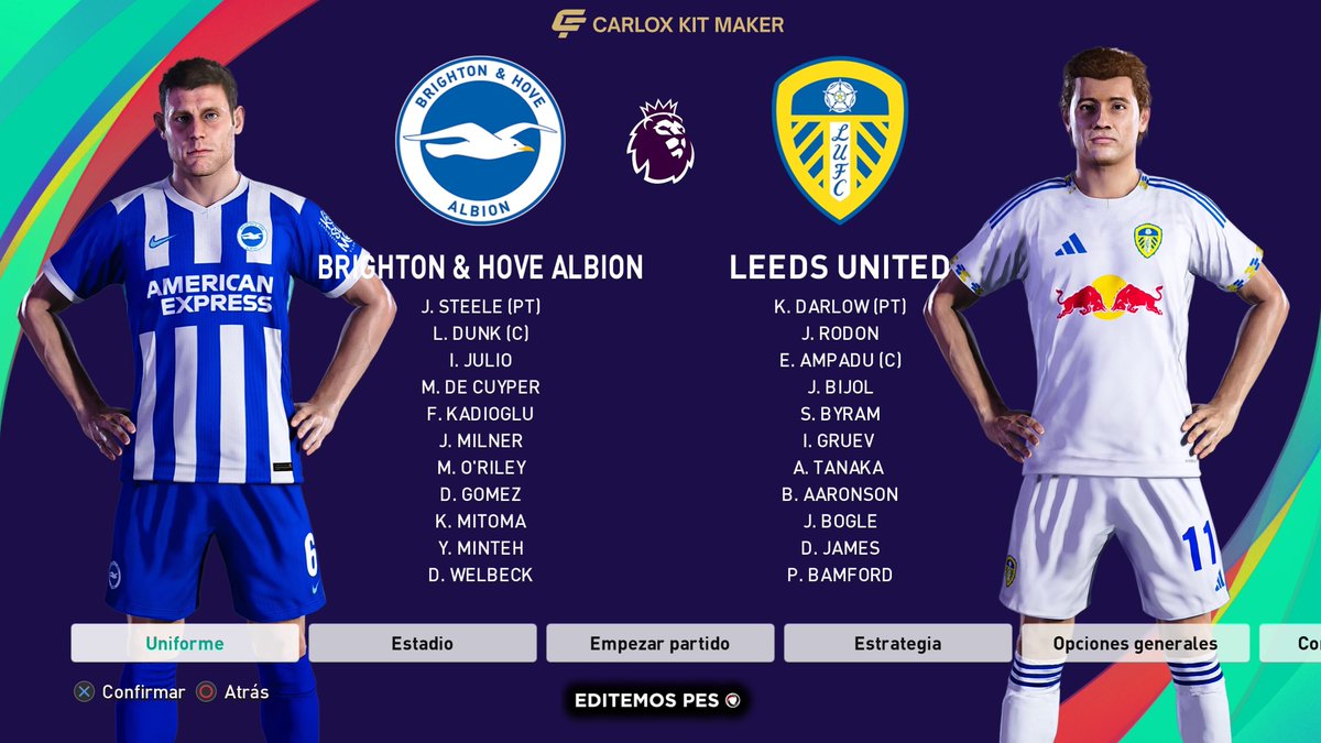 Carloxkitmaker's tweet image. Más avances del Option File Premier League 25-26 para PES 2021 👕⚽
Ya estamos metidos de lleno con kits, detalles y edits actualizados.
Hoy les dejo nuevas capturas 📸
 By @EditemosPES 🔥
#PES2021 #PremierLeague #OptionFile #PESEdit #PESCommunity #PESKits #PESMods #eFootball2021