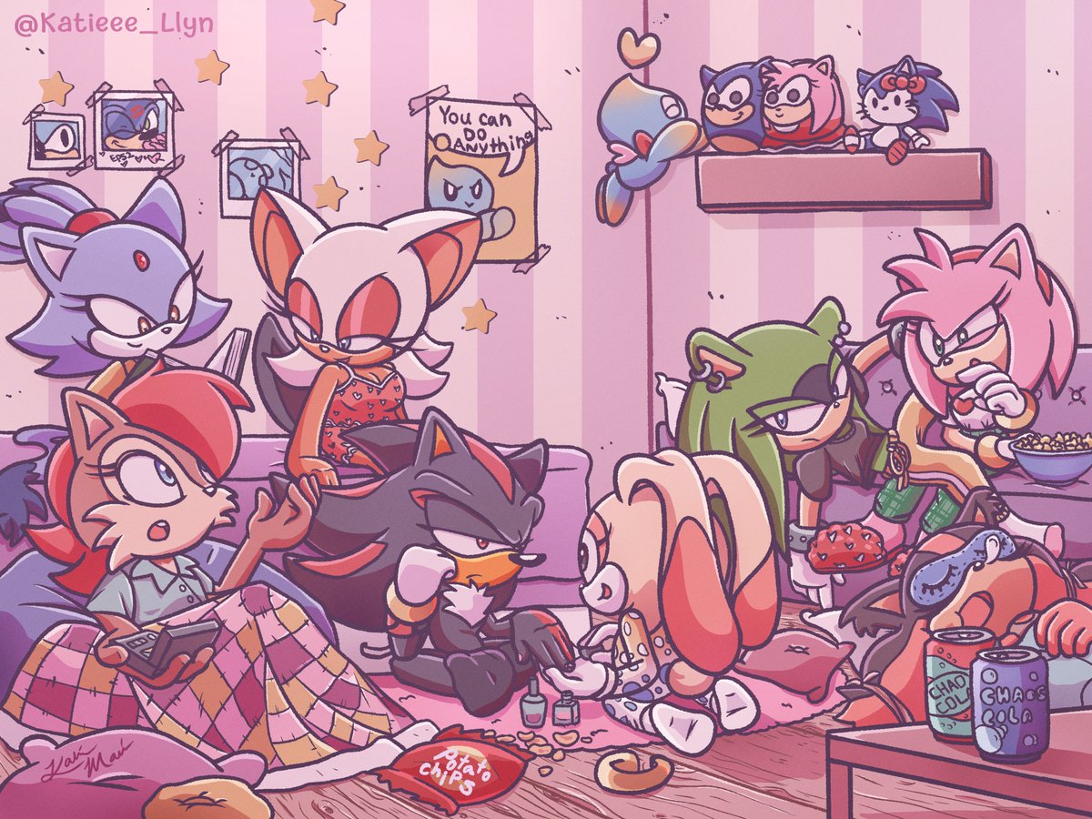 Katieee_Llyn's tweet photo. Girls' Slumber Party + Shadow

#SonicTheHedgehog #ShadowTheHedgehog #sonicfanart #sonic https://t.co/tEJZmhNieb