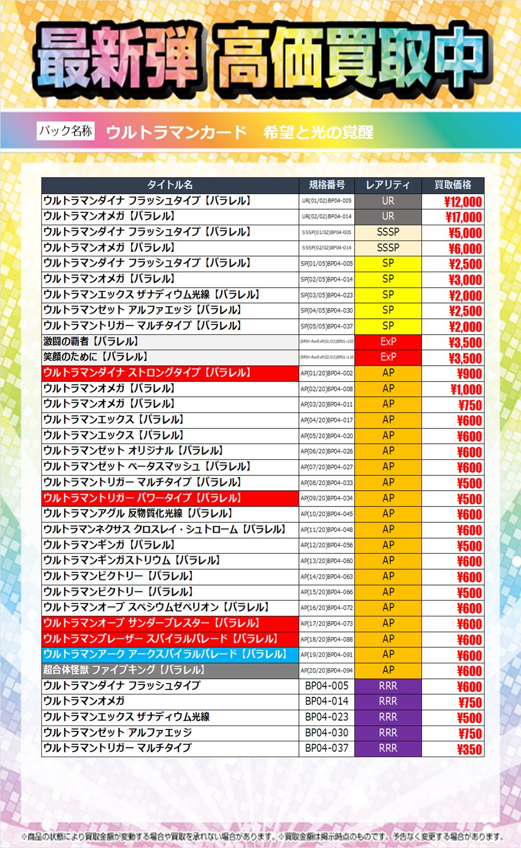 最終価格 ウルトラマン 各種 貴重カード TSUTAYA Trading Card 平塚 on X: