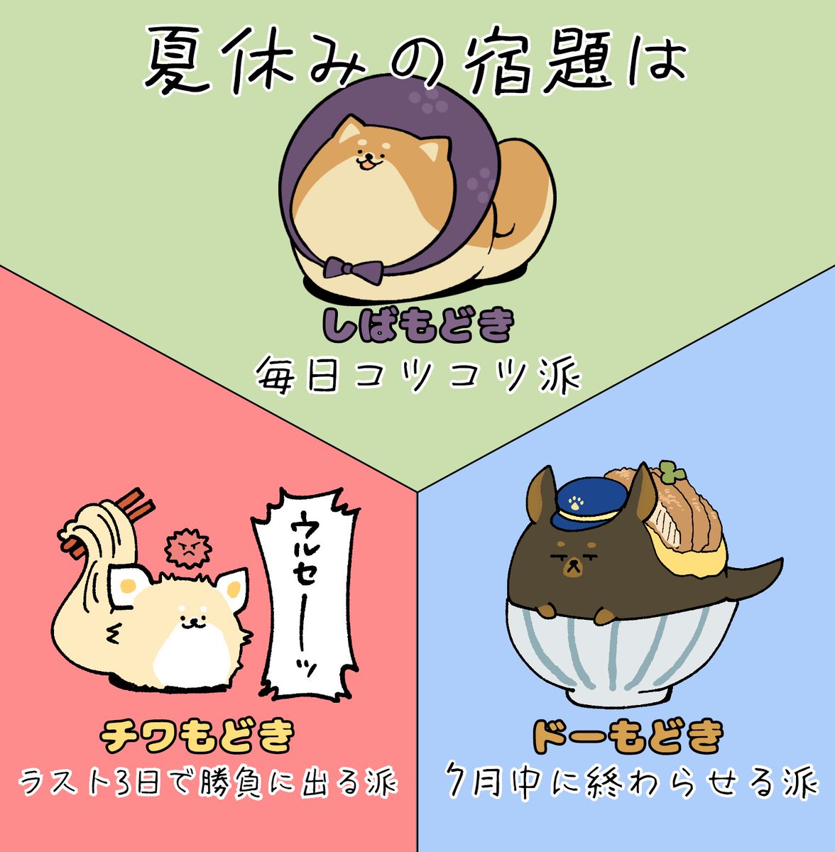 夏休みの宿題、みんなはどのタイプ？
#しばもどき