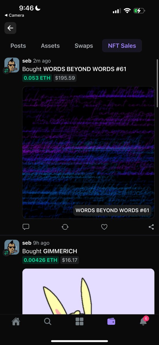 This is the Zapper thesis summed up in a few images

Onchain was made to be social, and this is what happens when you leverage social legos (Farcaster + Onchain Activity)

Found via <a href="/DesLucrece/">Lucréce</a>, replied on his NFT purchase and then just bought a piece

All in one place ⚡️