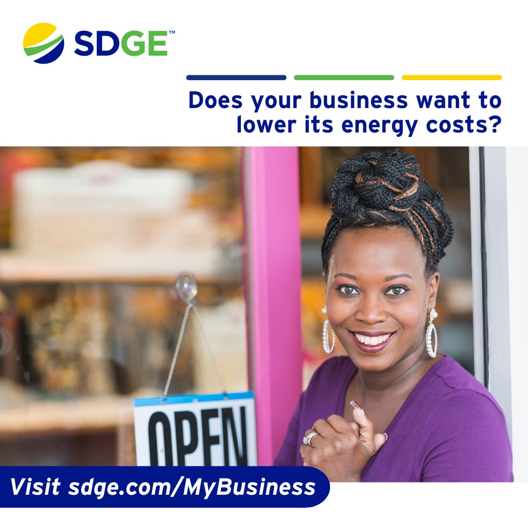 San Diego business owners! SDG&amp;E offers tips on how to make a few adjustments which may reduce energy use and bills while contributing to a more sustainable future. Visit sdge.com/MyBusiness for more helpful energy-saving tips. #sdge #SDGEassist
