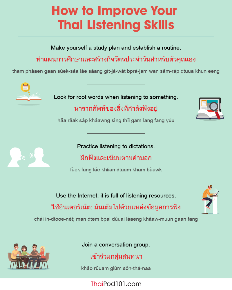 ThaiPod101's tweet photo. How to improve your Thai? Save this! 👩‍💻 P.S. Master Thai step-by-step with ThaiPod101: https://t.co/cyk2FPstrN

#ThaiLessons #FreeThaiLessons #EverydayThai https://t.co/w8nqUcVGCT