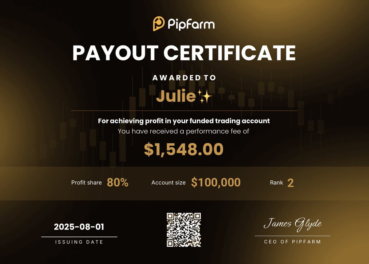 Thank you PipFarm, 4th payout has landed 🥳 
It’s about time I get that Lambo ordered.
Paper-hand strat course coming soon..Waitlist now open 😂