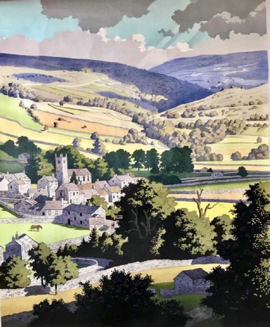 On #YorkshireDay, enjoy this lovely railway poster of the Yorkshire Dales by Ladybird artist Ronald Lampitt