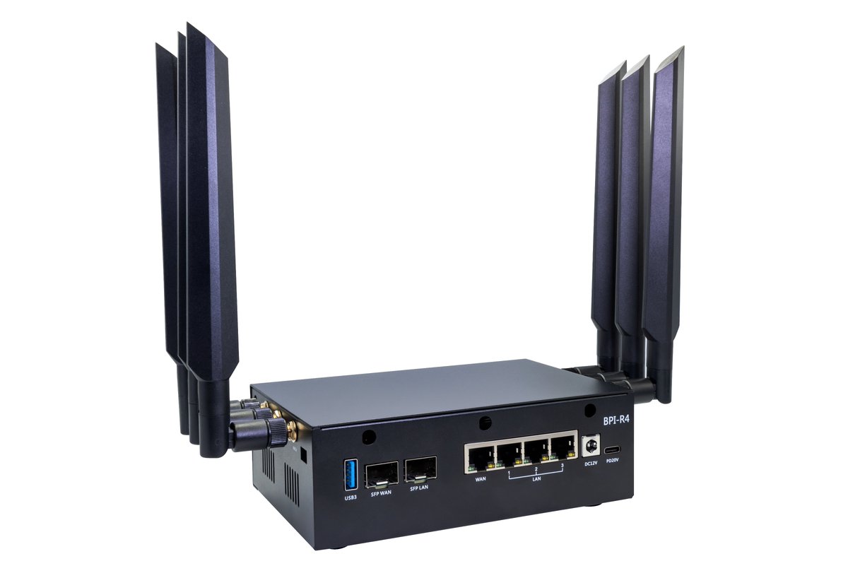 Banana Pi Opensource Wifi7 Router base on BPI-R4, new case and Heat sink sheet inside.  will comming soon, are you want one?? free discuss on forum.
forum.banana-pi.org/t/banana-pi-bp…
#opensource #wifi7 #router #openwrt #network #gateway #5G #4G