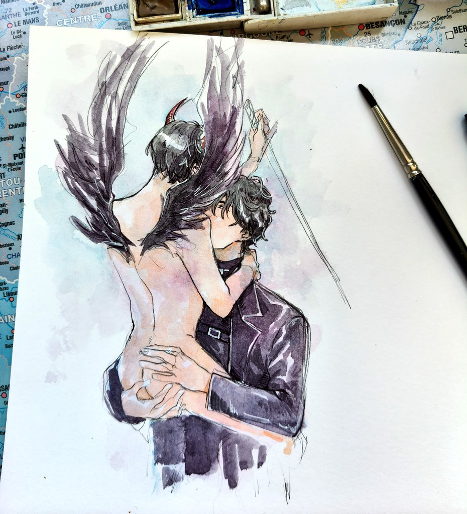Kyuu_tan's tweet photo. #joongdok watercolors I did last week and I forgot to post teehee https://t.co/0gXUDKj0wV