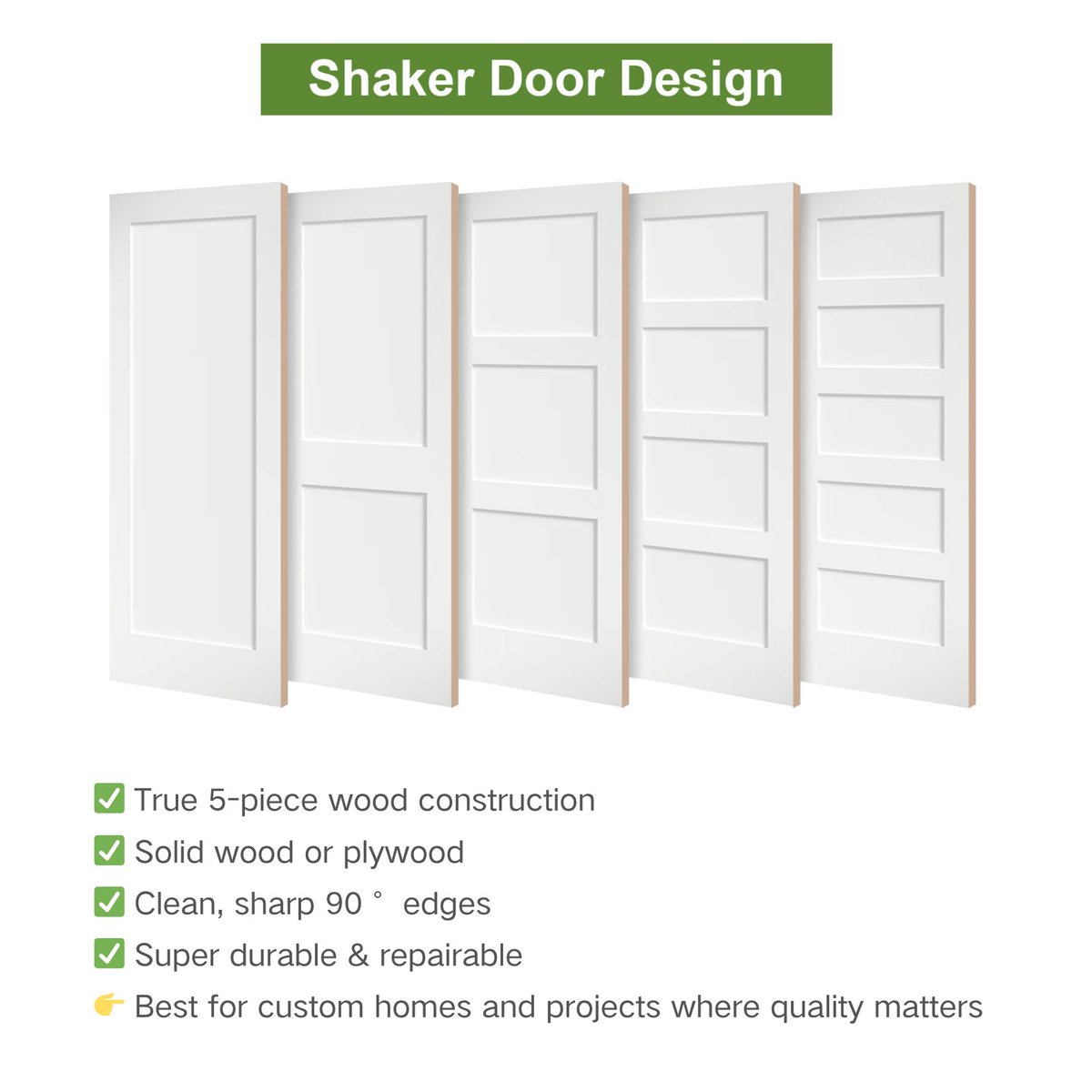 UnitedWoods_X's tweet image. Shaker Doors or Imitation Shaker Molded Doors — which one would YOU pick for your next project? 🤔🚪
Molded = fast &amp;amp; budget-friendly.
Real Shaker = durable &amp;amp; authentic.
Would you go with lmitation shaker molded doors? Why or why not? Drop a reply! 👇
#ShakerDoor #BuilderTips