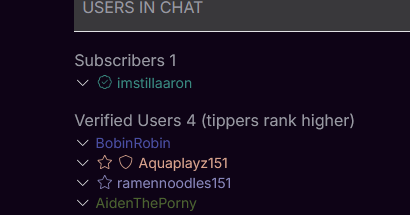 DuheyTheFennec's tweet photo. Stalkers will be stalkers I suppose. The bottom name is the offending one. This is from my Joystick stream like 5 seconds into it. I'm done being followed around! I have so much crap on them but i'm tired of not saying anything. I won't go deep here but i'll leave this. https://t.co/S4A6pN03yD