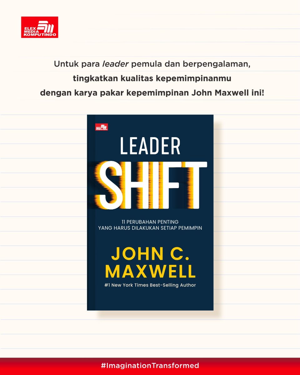 Kadang, rencana terbaik pun bisa gagal karena dunia terus berubah. Pemimpin yang hebat bukan yang keras kepala, tapi yang lentur dan siap beralih arah tanpa kehilangan tujuan. 

Buku ini jadi solusi buat yang mau melatih kemampuan kepemimpinan! ✨

Info: shopee.co.id/Elex-Leadershi…