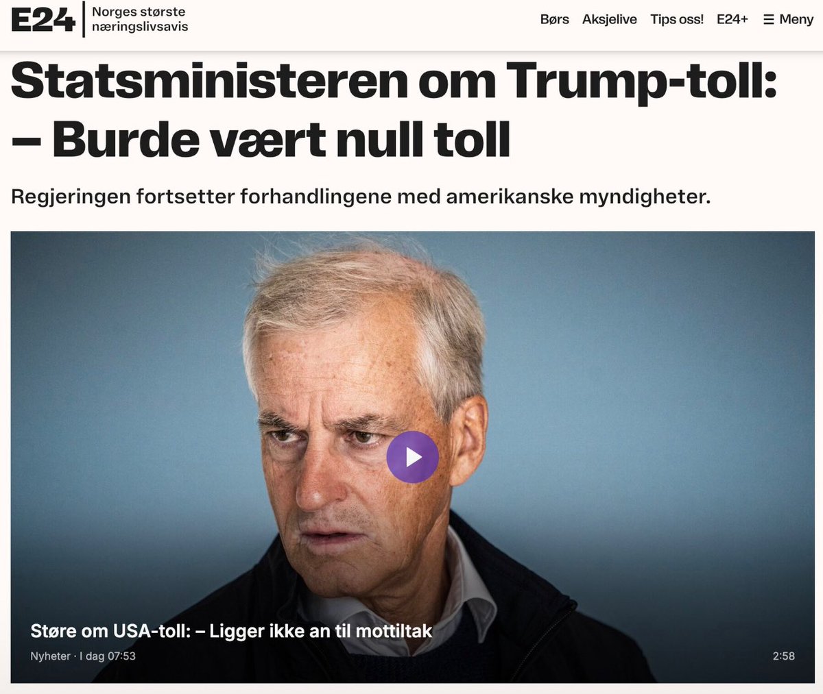 Nå er jeg lei av å høre om hvordan vi skal danse etter andre land som ikke vil danse. Nå vil jeg by opp norsk næringsliv og norsk skaperkraft til dans - her, i Norge! USA innfører 15 % toll på norske varer, hva om dette er muligheten vi har ventet på?

Jeg vil ha et robust