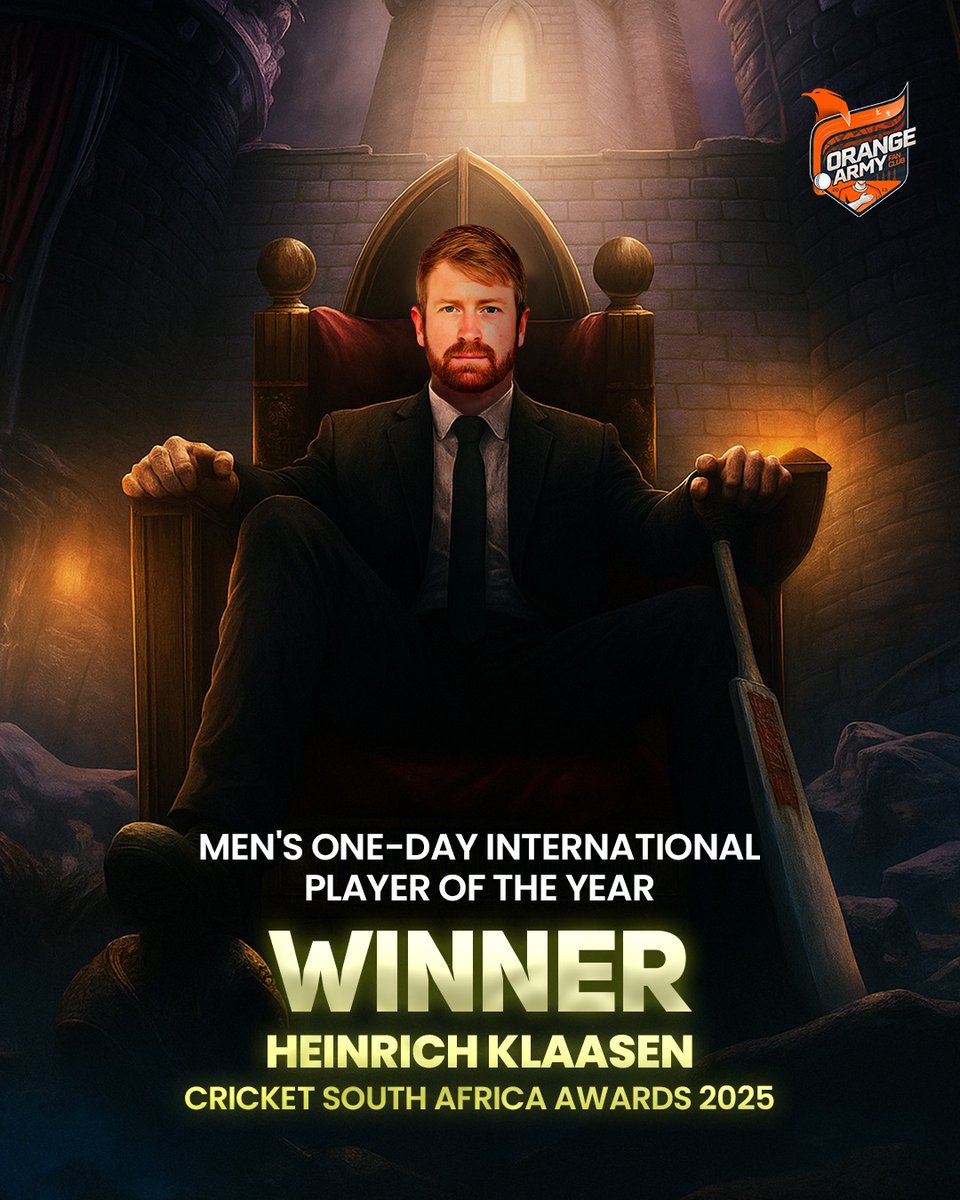 Our SRH Lion roars loud Cricket South Africa ODI Player of the Year 2025! 🦁🇿🇦