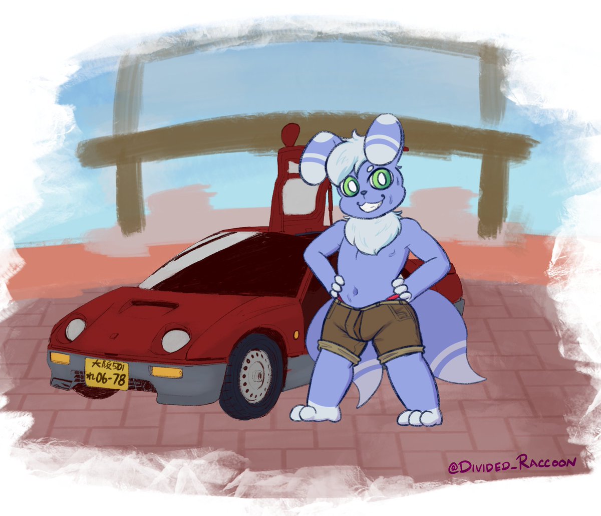 Meowstic next to a mini car :3  

🔵🐈: <a href="/_fisuku/">フィスク🔞</a> 

#furryartist #furry #furryart #art