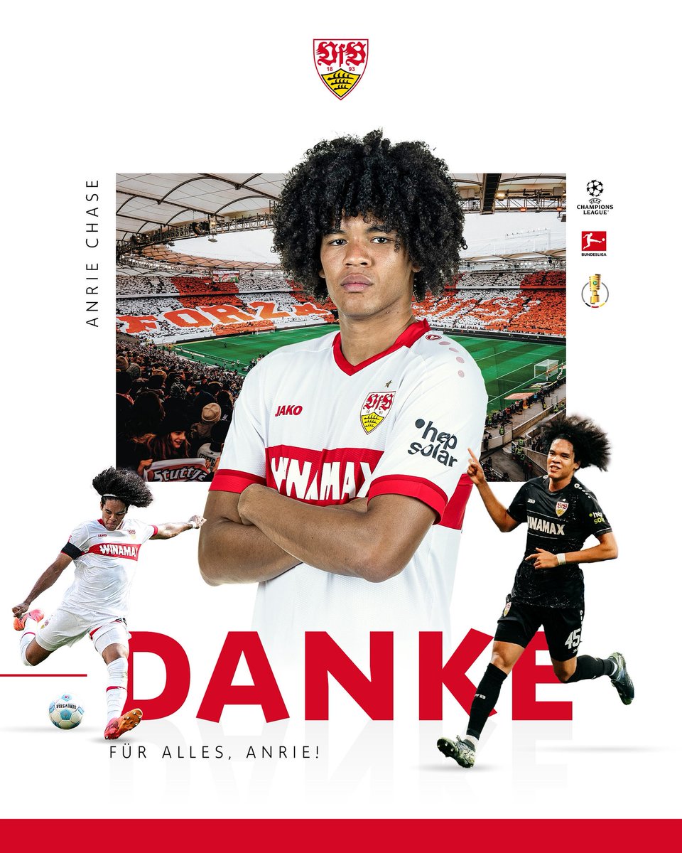 Anrie Chase wechselt nach Salzburg

Der 21-Jährige Abwehrspieler verlässt den VfB nach drei Jahren und schließt sich dem österreichischen Vizemeister FC Red Bull Salzburg an.

Danke für deinen Einsatz und alles Gute, Anrie! 🤍❤️

🗞️ Zur Meldung: go.vfb.de/news6588

#VfB