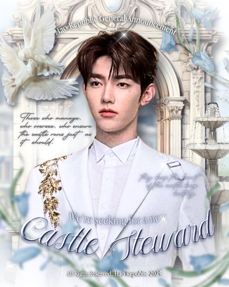 ⊹₊♕ RT is appreciated ₊⊹

Hao Republic has now opened its gates in search of a new 𝐌𝐚𝐧𝐚𝐠𝐞𝐫. Perhaps you'll be the one chosen to serve and bring honor to these halls.
Please see below form to submit your entry. We're looking forward to meet you in the palace.

👑🤍