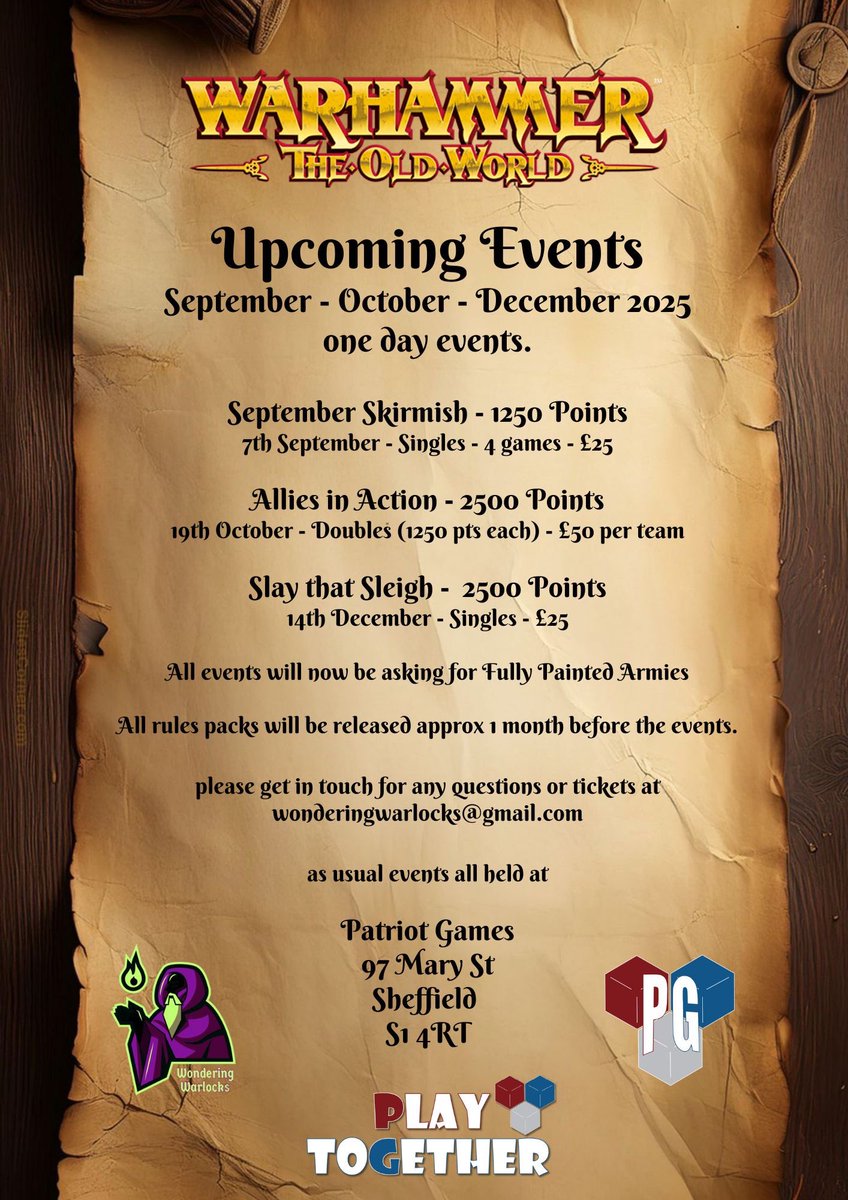 Our events for the rest of the year! #WarhammerCommunity #TheOldWorld