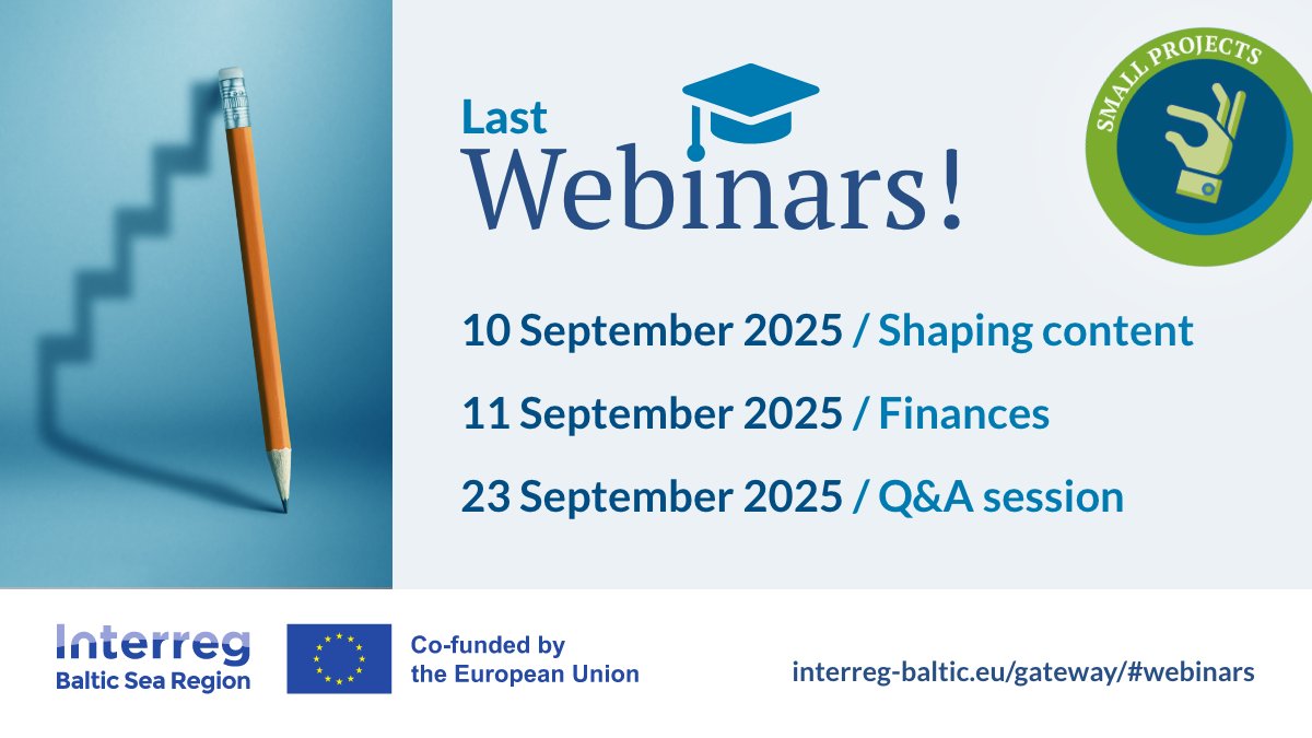 Missed our first ‘Good quality small projects’ webinar? No worries because we are back! 🚨We’re bringing the how-to, the insider tips, and the confidence boost you need to build a strong small project application for the Baltic Sea Region! interreg-baltic.eu/event/good-qua…