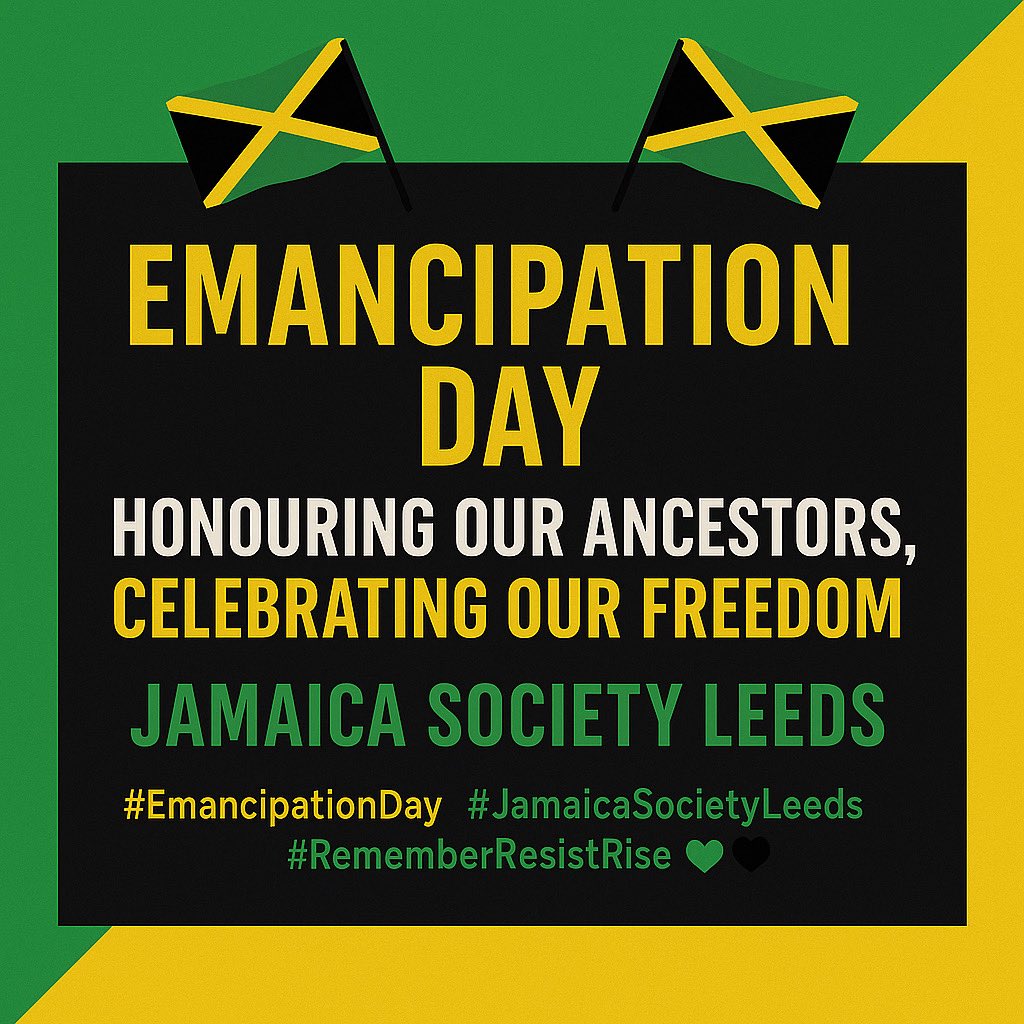 🧵 1
Happy Emancipation Day! Today we honour our ancestors who endured, resisted and rose.🇯🇲✊🏾
#Freedom came on 1 Aug 1834 across the British Empire. Let’s never forget their sacrifices and build a future rooted in pride, unity, and liberation.💚💛🖤
#Jamaica #RememberResistRise