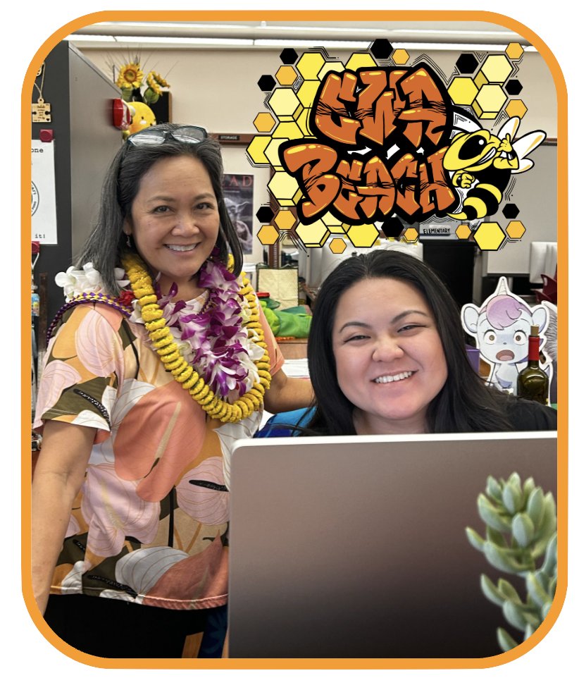 Handing over the reins <a href="/EBESBees/">Ewa Beach Elementary</a> Library!  Ms. J. Nakasone (former grade 2 teacher) receiving bits of advice from outgoing librarian "20 year EBES Legend" Mrs. S. Nakasone. IYKYK 🤣