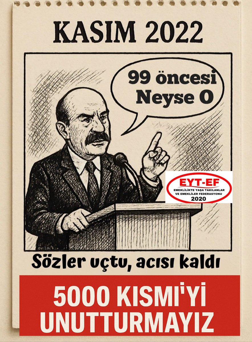 galacticos🦁🇹🇷Levent (@galacticos0258) on Twitter photo 2.TAG
👇
#5000KısmiyiUnutturmayız
Unutmayız !
Söz verip tutmayanları,
Adaleti unutanları,
Borçlandırıp ortada bırakanları,
Güven kıranları,
Sefalete düşürenleri,
Unutturmayız!
Sandıkta hatırlatırız !
5000 Prim
Kısmi Emeklilik #EYT
#EmekliUnutmaz
<a href="/RTErdogan/">Recep Tayyip Erdoğan</a>
<a href="/isikhanvedat/">Prof. Dr. Vedat Işıkhan</a> 2.TAG
👇
#5000KısmiyiUnutturmayız
Unutmayız !
Söz verip tutmayanları,
Adaleti unutanları,
Borçlandırıp ortada bırakanları,
Güven kıranları,
Sefalete düşürenleri,
Unutturmayız!
Sandıkta hatırlatırız !
5000 Prim
Kısmi Emeklilik #EYT
#EmekliUnutmaz
<a href="/RTErdogan/">Recep Tayyip Erdoğan</a>
<a href="/isikhanvedat/">Prof. Dr. Vedat Işıkhan</a>
