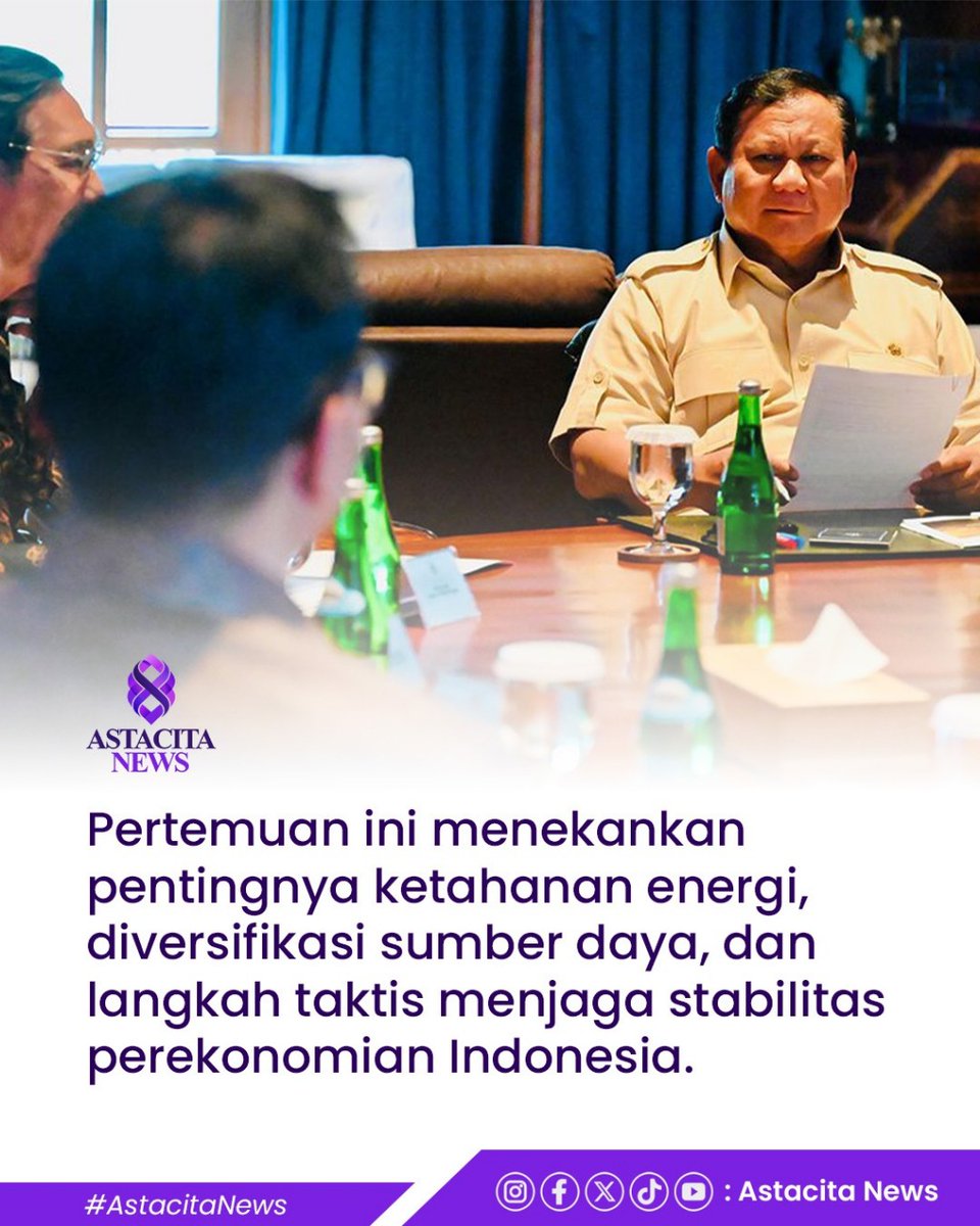 Presiden Prabowo memimpin rapat Dewan Energi Nasional di Hambalang untuk merumuskan strategi ekonomi nasional menghadapi ketidakpastian global dan dinamika pasar internasional.