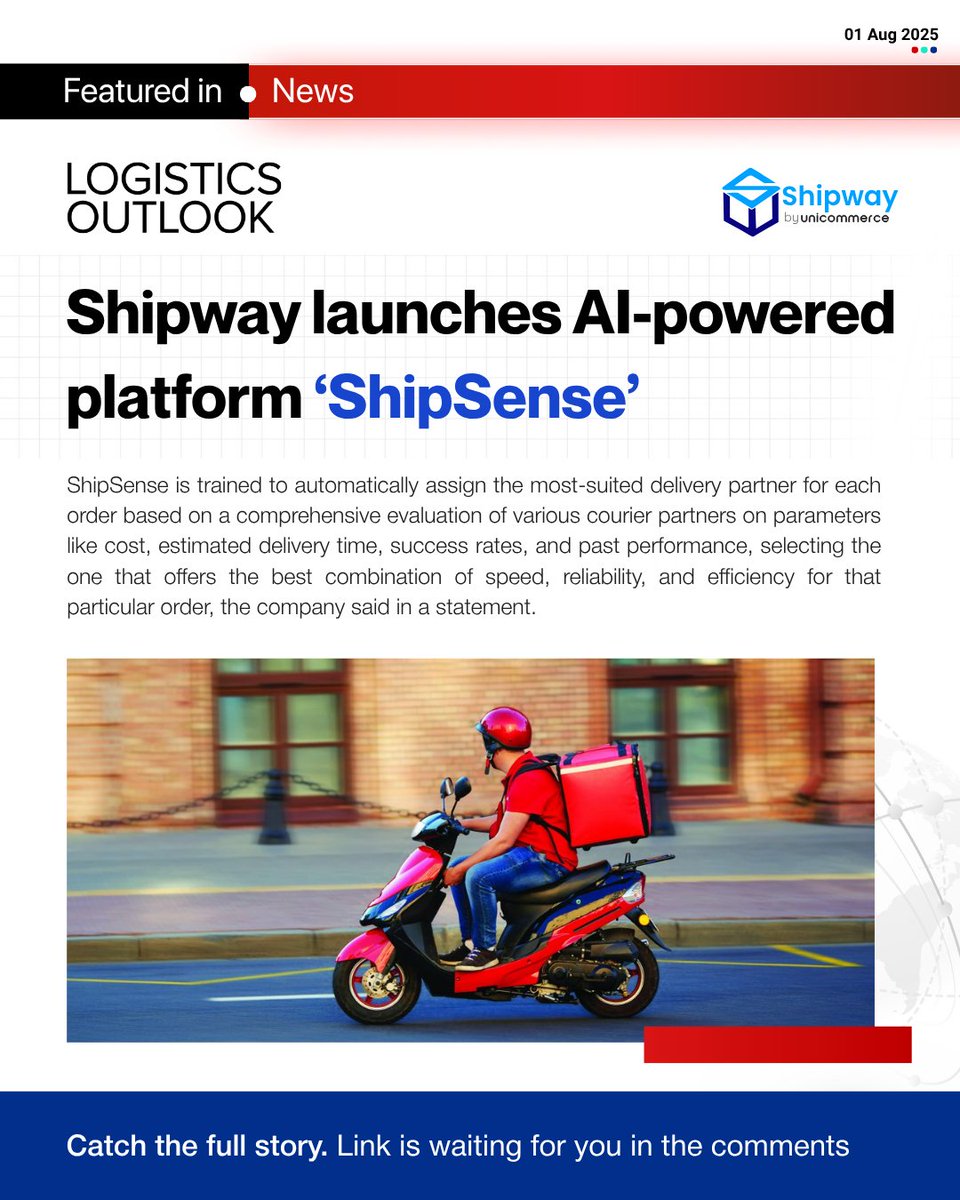 Shipway by Unicommerce (@shipwaydotcom) on Twitter photo ๐ShipSense is in the Spotlight!
We're thrilled to see Shipwayโs AI-powered ShipSense featured in <a href="/LogiOutlook/">Logistics Outlook</a> ! ๐ก
๐ Read the full feature in the comments below!
#AI #eCommerce #ShipSense #Shipway #Logistics #PostPurchaseExperience ๐ShipSense is in the Spotlight!
We're thrilled to see Shipwayโs AI-powered ShipSense featured in <a href="/LogiOutlook/">Logistics Outlook</a> ! ๐ก
๐ Read the full feature in the comments below!
#AI #eCommerce #ShipSense #Shipway #Logistics #PostPurchaseExperience