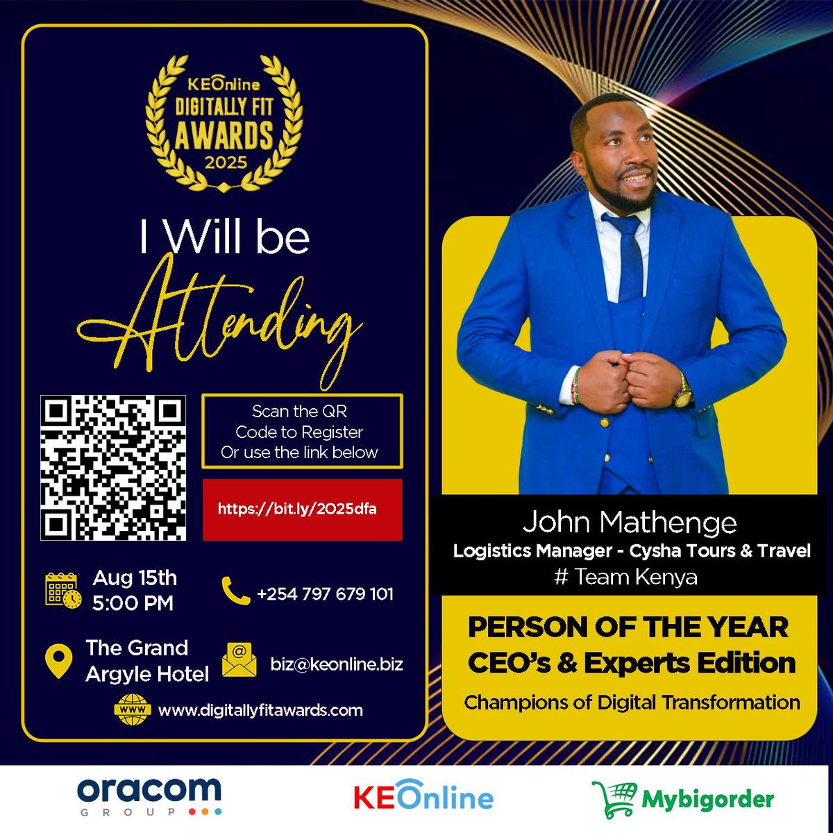 dev_muhoho's tweet photo. FOMO is real.
 And the 11th Edition of #DigitallyFitAwards is not where you want to feel it. Welcome Mr. Mathenge.
 Be there 👉 https://t.co/t6m6wpflvZ
 📍The Grand Argle Hotel – Msa Rd https://t.co/100kApmKHq