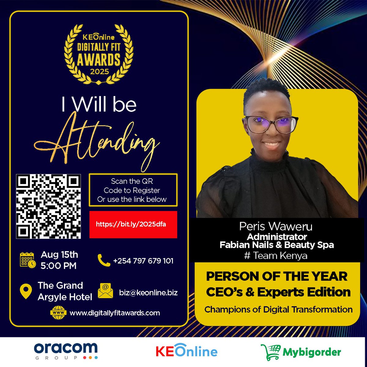 dev_muhoho's tweet photo. FOMO is real.
 And the 11th Edition of #DigitallyFitAwards is not where you want to feel it. Welcome Mrs. Peris
 Be there 👉 https://t.co/t6m6wpflvZ
 📍The Grand Argle Hotel – Msa Rd https://t.co/K62N5zJta3
