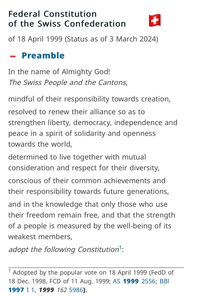 rossieben_'s tweet photo. In the name of Almighty God! The 🇨🇭 mindful of their responsibility towards creation, democracy, independence and peace in a spirit of solidarity and openness towards the world, conscious that the strength of a nation is measured by the well-being of its weakest members. #1August https://t.co/IZRrIIqIuk