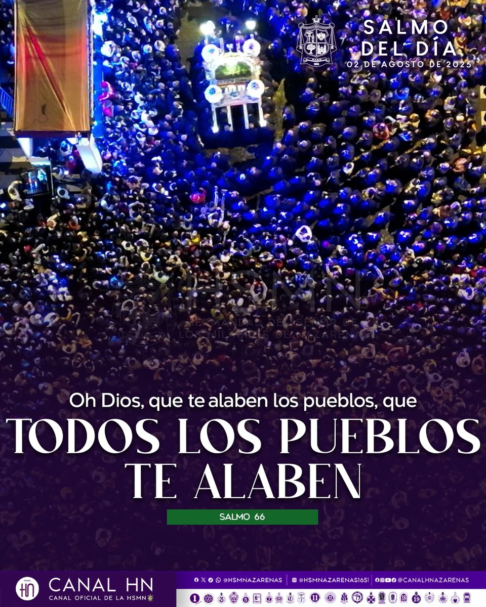HSMNazarenas's tweet photo. Buenos días hermanos en Cristo y María compartimos con alegría y esperanza para ustedes el Salmo correspondiente al día de hoy.

Salmo 66, 2-3. 5. 7-8 R/. Oh Dios, que te alaben los pueblos, que todos los pueblos te alaben

#CanalHNazarenas
#HSMNazarenas
#Salmodeldía https://t.co/IoZA7egjWm