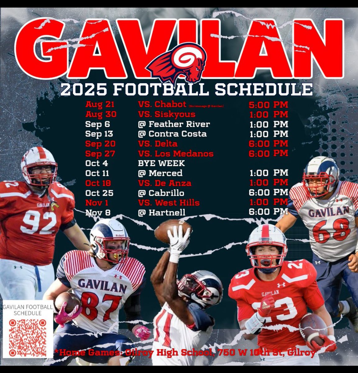 Bsmith164's tweet image. Still time to be an @GavilanRamsFB Student Athlete. Come be a part of the process. #BeTheFoundation
@Joffre74