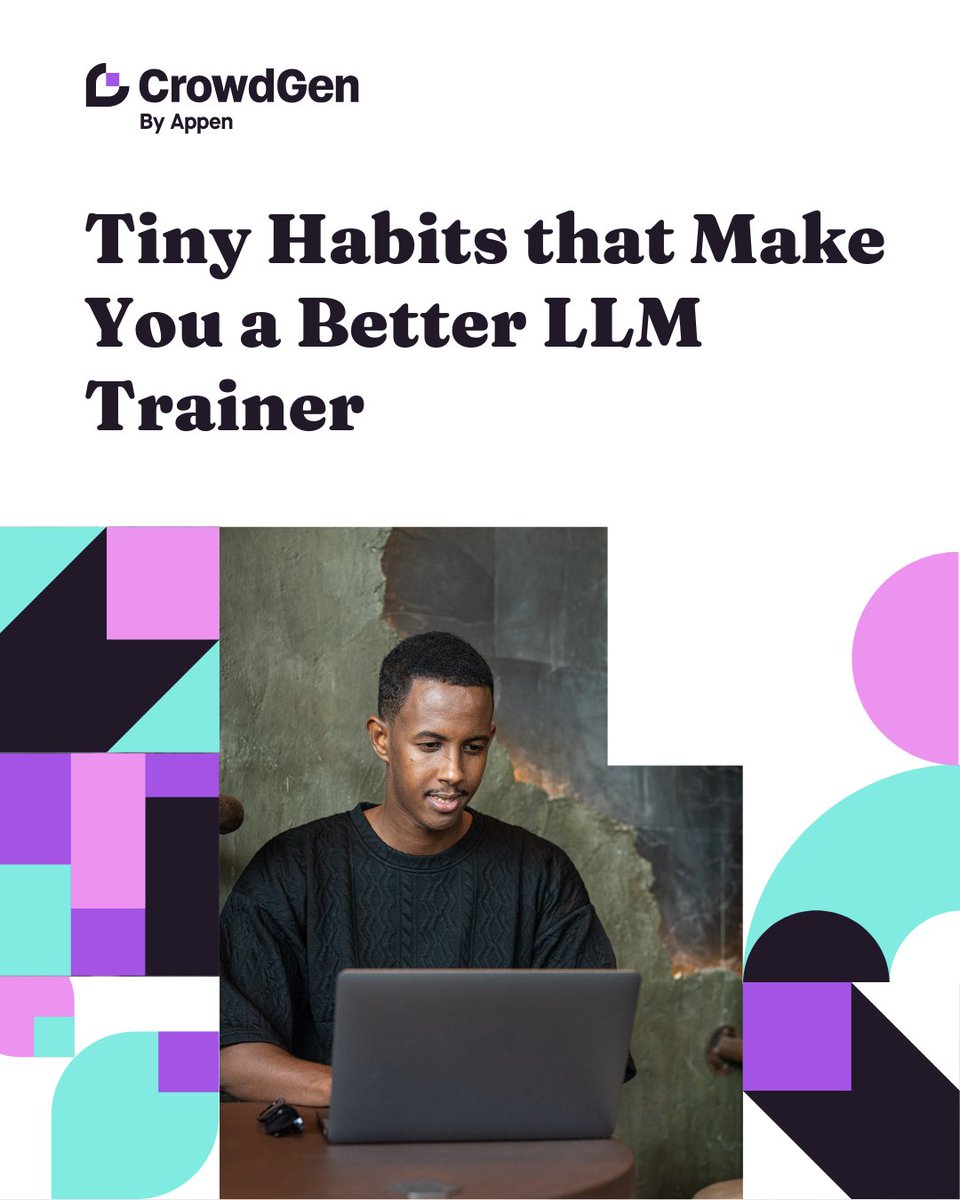 crowdgenbyappen's tweet photo. 🧠 Tiny habits that help you grow — as an LLM trainer and a thinker.
Swipe through 3 bite-sized habits you can build today.
Which one will you try first? 👇
#LLMTrainerTips #AITrainerLife #CrowdGen #Appen https://t.co/FAW1Nhdjtw