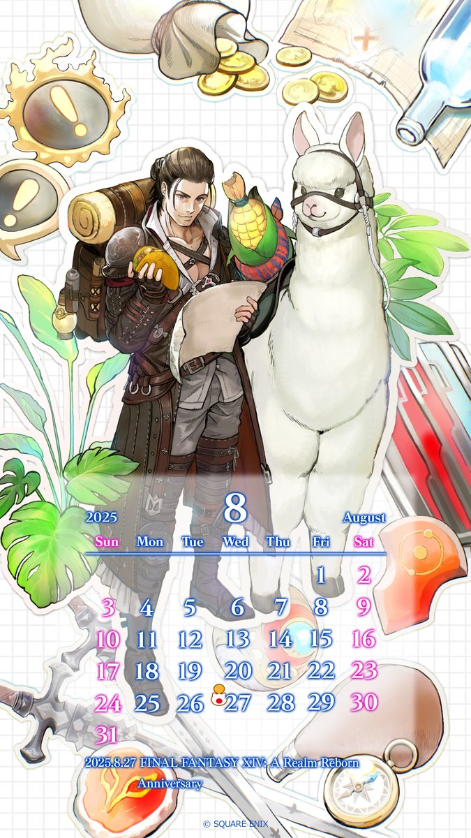 Celebrating 12 years of <a href="/FF_XIV_EN/">FINAL FANTASY XIV</a> with this month's wallpaper calendar, illustrated by Rubi Asami!