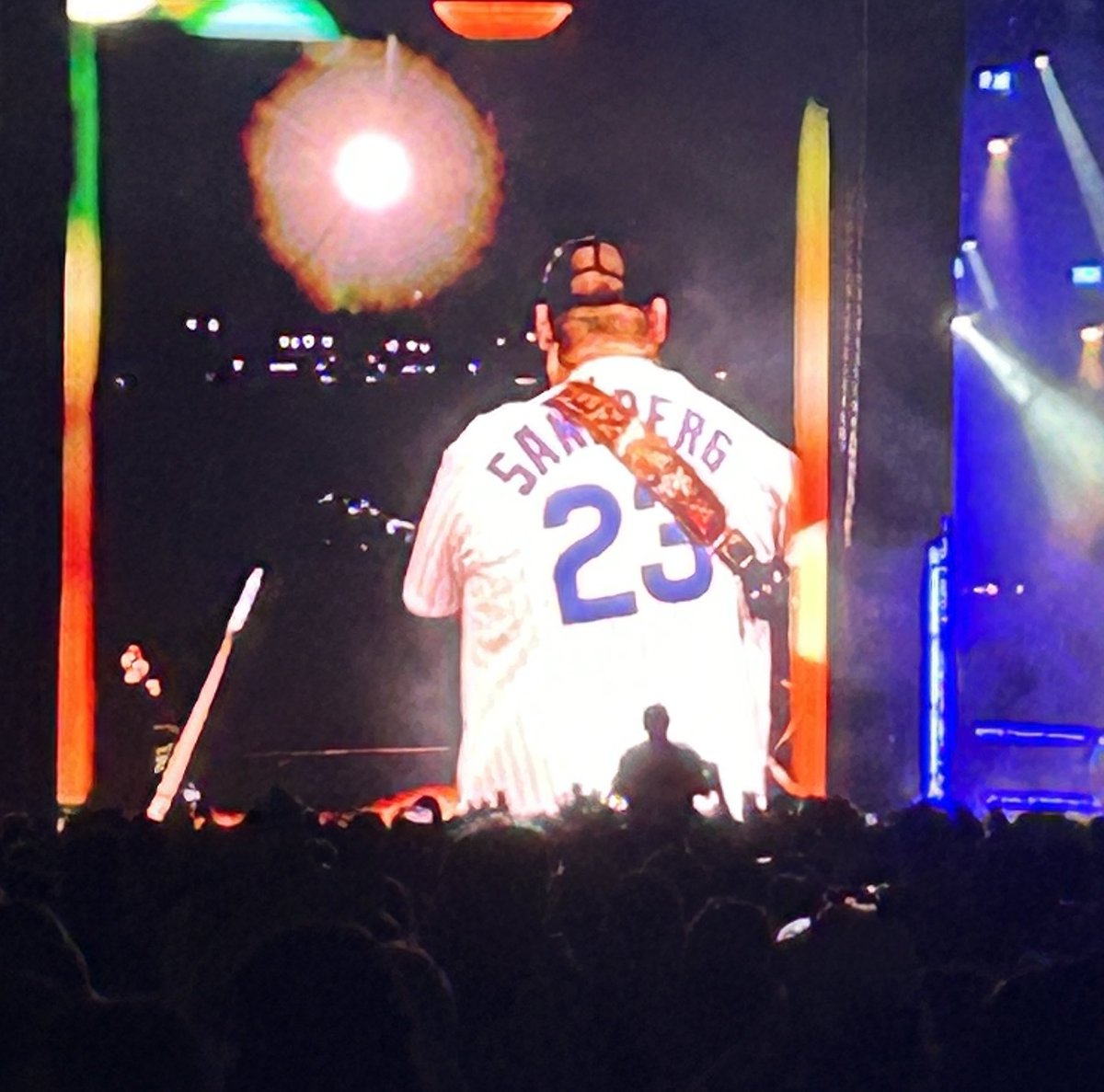 Larry Hawley (@hawleysports) on Twitter photo Cool moment to end night No. 1 of <a href="/lollapalooza/">Lollapalooza</a>: <a href="/lukecombs/">Luke Combs 🎤</a> wears at Ryne Sandberg <a href="/Cubs/">Chicago Cubs</a> jersey for his final song of the evening. Cool moment to end night No. 1 of <a href="/lollapalooza/">Lollapalooza</a>: <a href="/lukecombs/">Luke Combs 🎤</a> wears at Ryne Sandberg <a href="/Cubs/">Chicago Cubs</a> jersey for his final song of the evening.