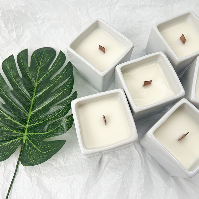 Porcelain jar square glass scented candle