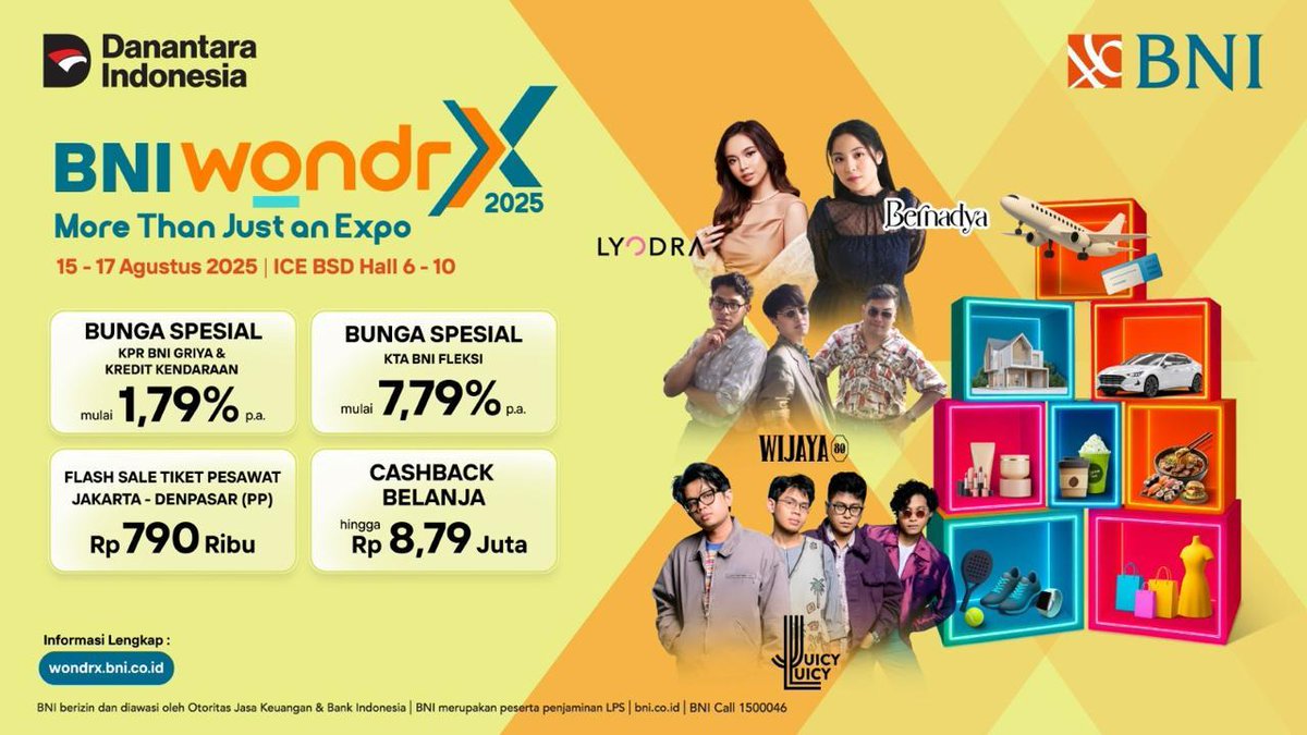 mlnmlk's tweet image. Yok yang mau nonton band jelek, atau nonton penampilan mbak Bernadya, dan Lyodra bisa hubungi w!

Acaranya gratis!

#BNIExpo
#BNIWondrX
#BNI