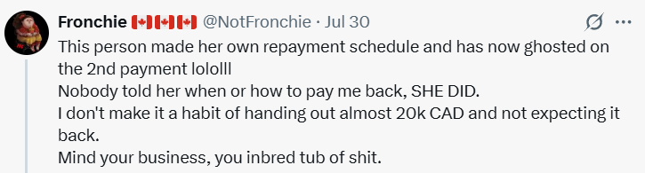 HaydurTater's tweet photo. FFG with her self proclaimed mafia lineage got played and was swindled out of 20k by a random stranger she met online? Is it wrong that this made me lol? And she goes on about how FB gave Salah 9k.๐คฃ
What would Harry say?
#easymark https://t.co/krognA76ni