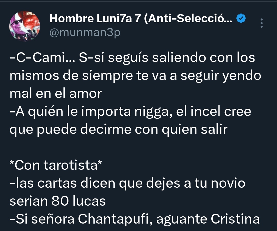 que dios me perdone pero megalomania jamas podria hacer un twit asi: